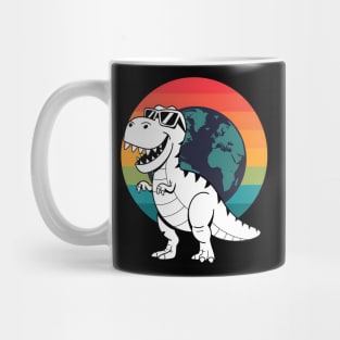 Kids Earth Riding Trex Sunset Dinosaur Boys Kids Mug